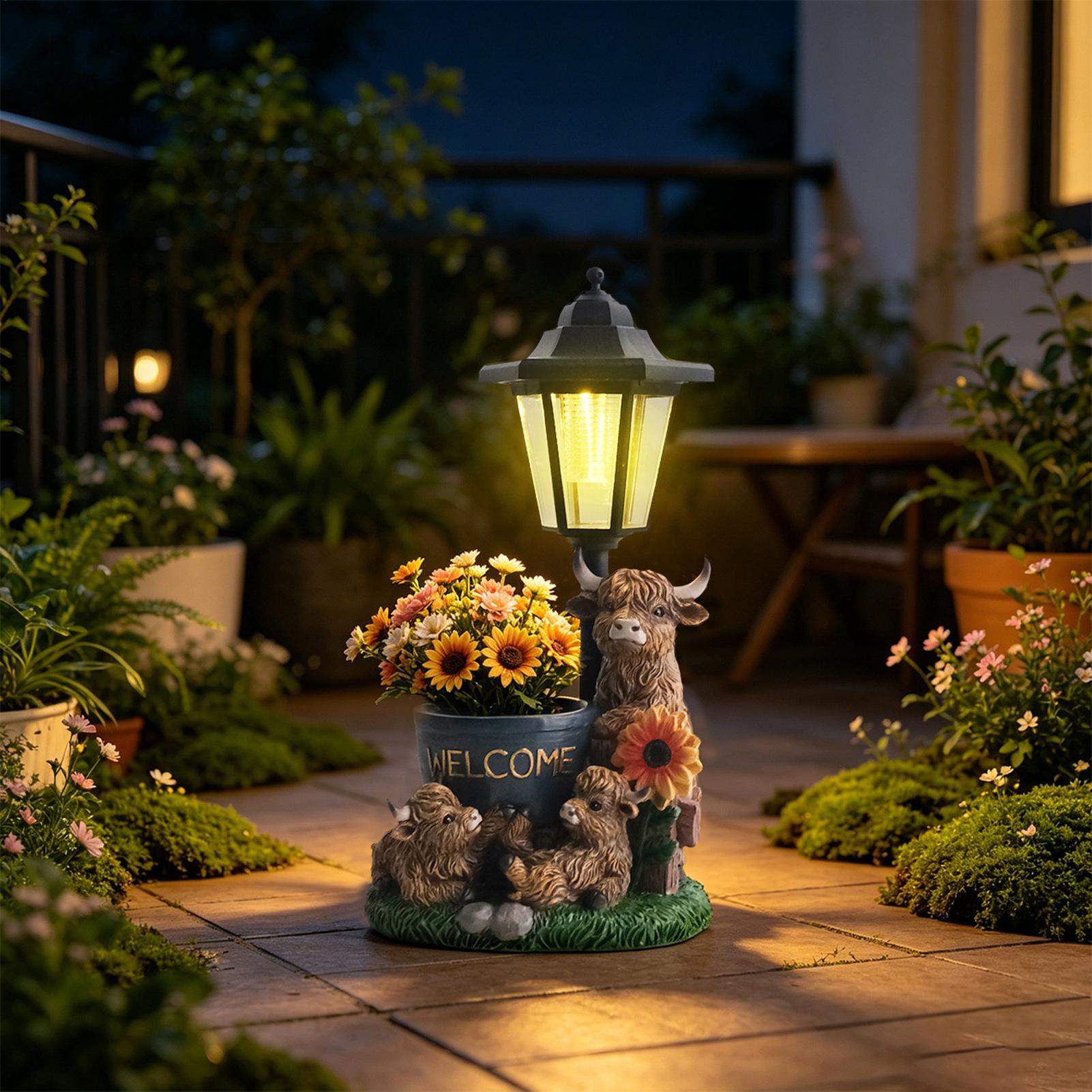 Up Lighting Decor - حيوانات الحديقة الشمسية - تمثال بقرة