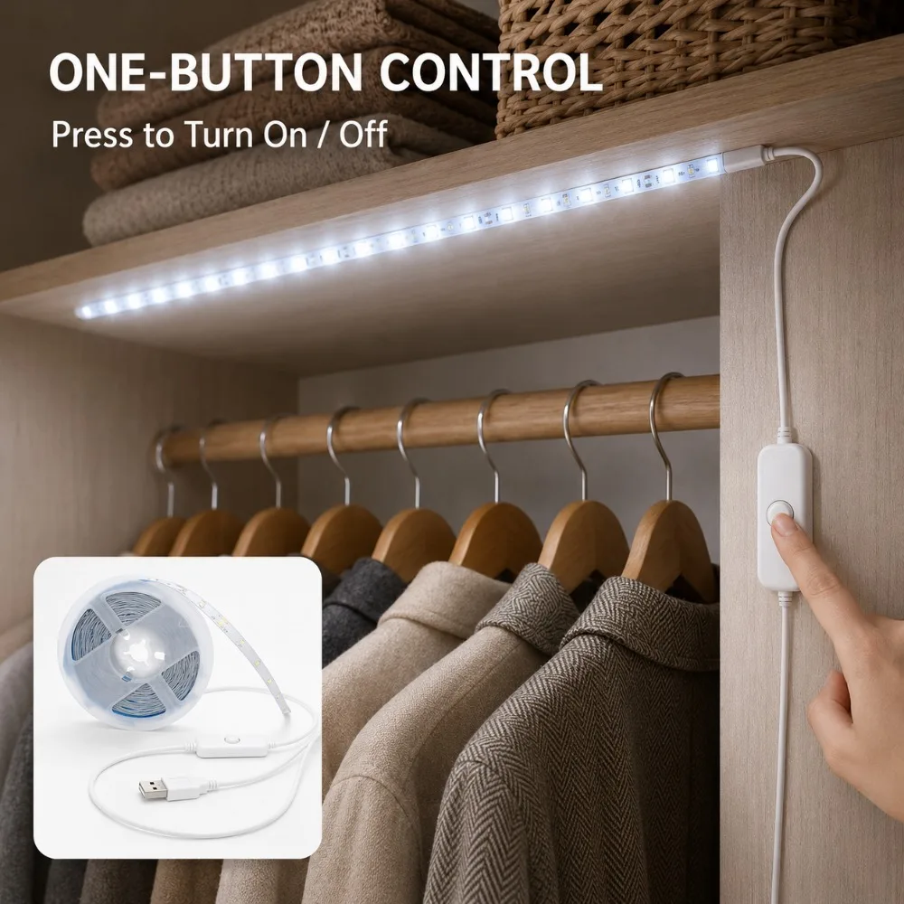 شريط إضاءة LED مع زر تحكم USB، - مراجعة Lighting Decoration Ideas وسعره
