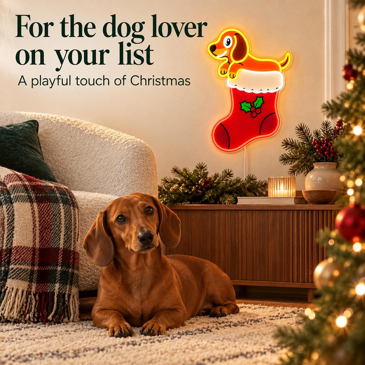 لافتة نيون LED على شكل جورب عي - مراجعة Lighting Christmas Decor وسعره