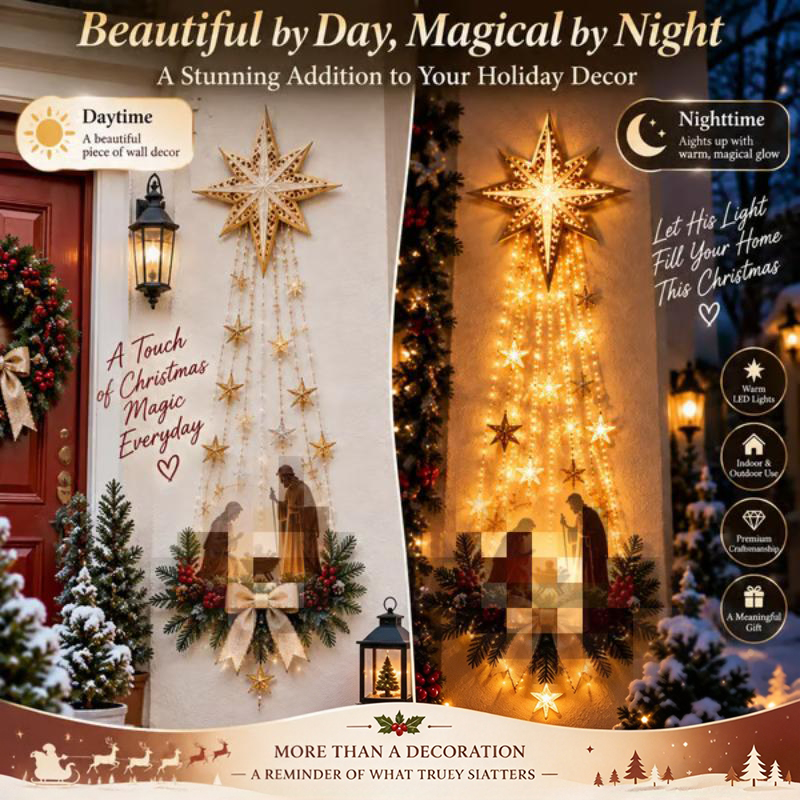 زينة جدارية على شكل نجمة بيت ل - مراجعة Lighting Christmas Decor وسعره